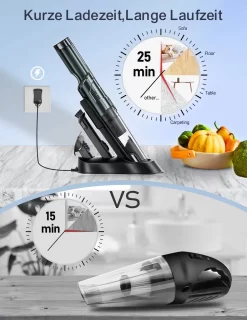 DAYNEE® Handstaubsauger Akku, Kabellos, Beutellos, Akkusauger,Auto Staubsauger,Handsauger, 16000Pa Akku Staubsauger Mit Ladestation, Bis Zu 25 Minuten Laufzeit, Inkl. 3 Waschbarer HEPA-Filter Für Auto, Tierhaare, Zuhause, Küche -Philips Haushaltsgeräte Verkaufsgeschäft 000e8a708ee48d3906c9ea29d108b892