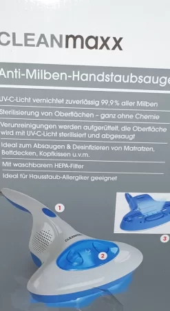 CLEANmaxx Milben-Handstaubsauger Mit UV-C-Licht - Reinigen & Desinfizieren In Einem Schritt Anti Milbensauger Mit UV C Licht 300W HEPA Milben Handstaubsauger Cleanmaxx NEU -Philips Haushaltsgeräte Verkaufsgeschäft 08a60b8c7d28df55c1945a0a76100e11