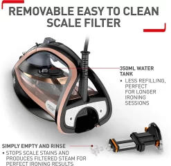 Tefal Ultimate Pure FV9845 Dampfbgeleisen (Dampfbgeleisen, Durilium Autoclean Soleplate, 3 M, 260 G/min, Schwarz, Kupfer, 60 G/min) -Philips Haushaltsgeräte Verkaufsgeschäft 095accf557b9d2ff678595f253c66d45