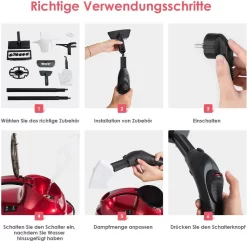 COSTWAY Dampfreiniger Mit 19 Zubehoerteilen, Bodendampfreiniger Fuer Teppiche, Fussboeden, Fenster Und Autos / 2000W / 4 Bar / 1,5L Tank/bis 108℃ / LED/Dampfzeit Bis 45 Min. -Philips Haushaltsgeräte Verkaufsgeschäft 18a717e21494aeced2793059c7dc4f2d