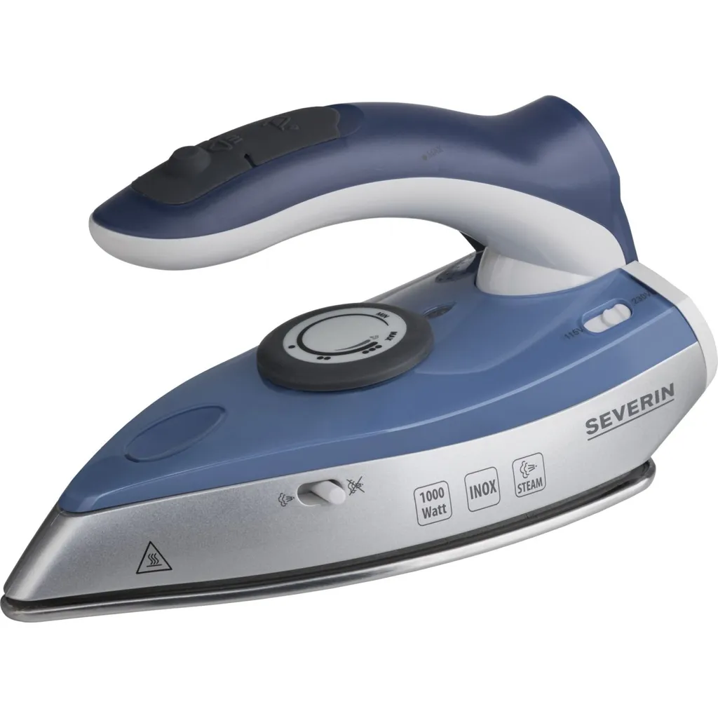 SEVERIN Reise-Dampfbügeleisen BA 3234 Silber / Blau 2 SEVERIN Reise-Dampfbügeleisen BA 3234 Silber / Blau – Bild 2