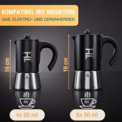 Thiru Espressokocher Induktion L Premium Mokkakanne Aus Edelstahl Inkl. Toolset (Silber, 4 Tassen (200ml)) -Philips Haushaltsgeräte Verkaufsgeschäft 1974bc1ccef9ac15af5d93dae2244a25