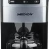 MEDION MD 15486 Kaffeemaschine Mit Mahlwerk Und Glaskanne, Wassertank: 1,5 Liter, 8 Mahlstufen, Max. 1050 Watt, Silber, Edelstahl