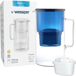 Wessper Wasserfilterkanne Aus Glas 2.5 L Kompatibel Mit Brita-Wasserfilterkartuschen, Inklusive 1 Wasserfilter-Kartusche, Reduziert Kalk Und Chlor, Marineblau -Philips Haushaltsgeräte Verkaufsgeschäft 2ee39c3ffa02d3d64595aada3f5a49b5