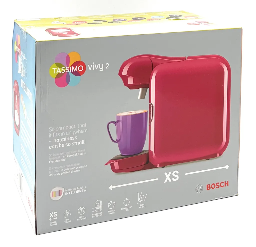Bosch Tassimo Vivy2 Kapselmaschine TAS1401, Kompaktes Design, Vollautomatisch, Geeignet Für Alle Tassen - Pink 13 Bosch Tassimo Vivy2 Kapselmaschine TAS1401, Kompaktes Design, Vollautomatisch, Geeignet Für Alle Tassen - Pink – Bild 13