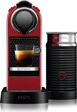 Krups XN7615.19 Nespresso Citiz & Milk Kaffeekapselmaschine (1260 Watt, Wassertankkapazität: 1l, Pumpendruck: 19 Bar) Rot