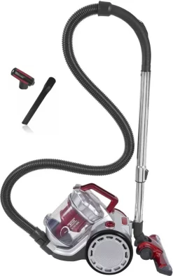 Exquisit BP 6401 Si Staubsauger | Akku-Staubsauger | Beutellos | LED Beleuchtung | Silber-Rot