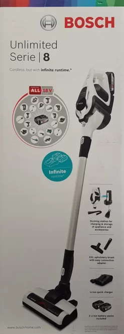 Bosch BBS812AM Unlimited Serie 8 Kabelloser Akku-Handstaubsauger, 18V, Weiß