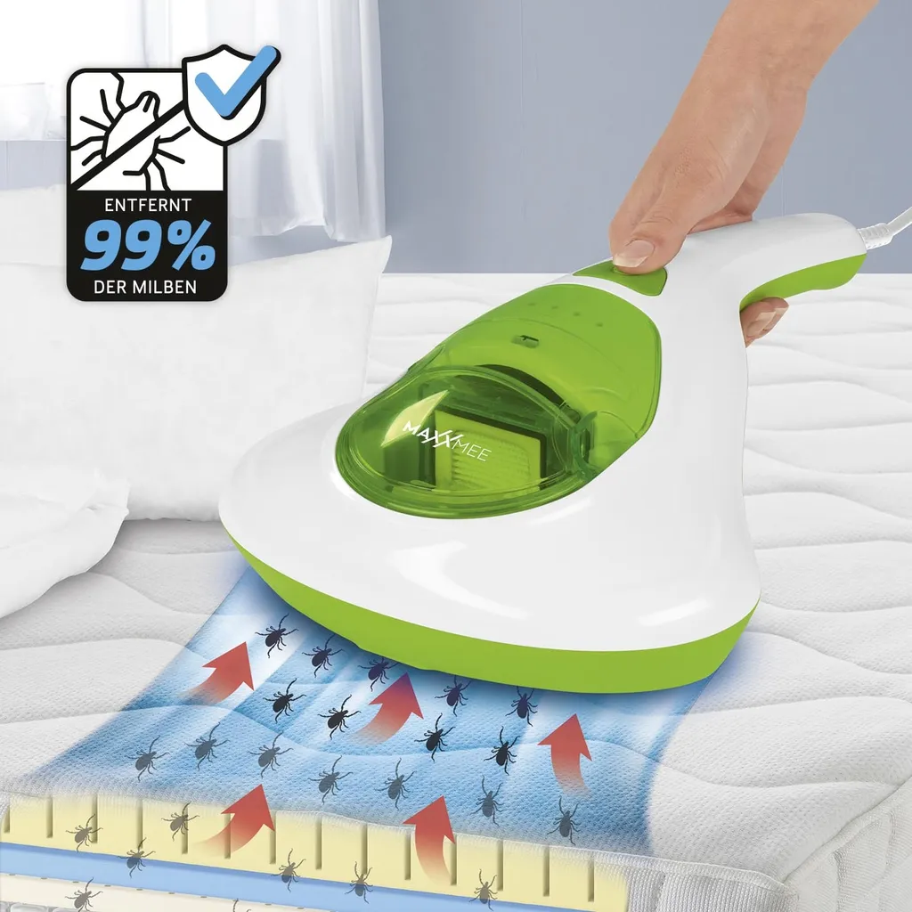 MAXXMEE Milben-Handstaubsauger Mit UV-C Licht - 300 W - Weiß/limegreen Milben Sauger UV Licht Handstaubsauger Entferner Allergiker Handsauger MAXXMEE 3 MAXXMEE Milben-Handstaubsauger Mit UV-C Licht - 300 W - Weiß/limegreen Milben Sauger UV Licht Handstaubsauger Entferner Allergiker Handsauger MAXXMEE – Bild 3