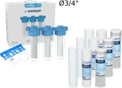 10" 3-Stufen Wasserfilter System Hauswasser Zisterne Brunnen Pumpe 3/4" Zoll