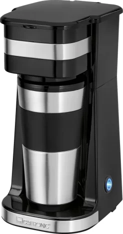 Clatronic KA 3733 Kaffeemaschine Für Coffee To Go, Inkl. 0,4 Liter Kaffeebecher Aus Edelstahl, Ideal Für Auto, Büro Und Unterwegs, Schwarz