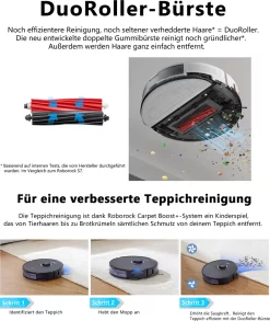 Roborock S8 Staubsauger Roboter 6000Pa Mit DuoRoller-Bürste VibraRise Wischen 3D-Mapping 3D-Strukturiertes Licht LiDAR Kindersicherung APP Control Saugroboter (Schwarz) (Upgrade S7) -Philips Haushaltsgeräte Verkaufsgeschäft 6c1cb41e4ef55ac6f51b24e4345fa67a