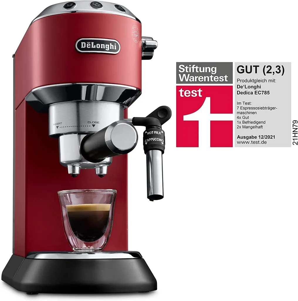 De'Longhi DeLonghi EC685.R Dedica Style Siebträger Espressomaschine Rot 20 De'Longhi DeLonghi EC685.R Dedica Style Siebträger Espressomaschine Rot – Bild 20