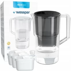 Wessper AquaMax Basic 2.5L Wasserfilterkrug Mit 4 Filtern Schwarz
