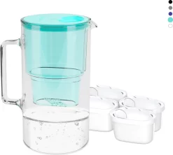 Glas Wasserfilter Wessper Mint Mit 4x Filterkartuschen KANNE & WASSERFILTER