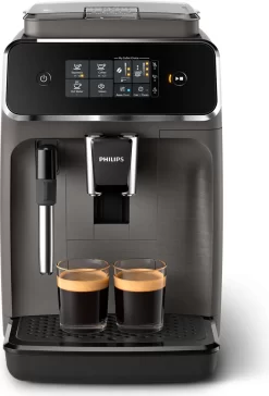 Philips Kaffeevollautomat 2200 Series, 2 Kaffeespezialitäten, Milchaufschäumer, Intuitives Touchdisplay, Grau (EP2224/10)