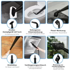 COSTWAY Dampfreiniger Inkl. 9 Zubehör, Handdampfreiniger, Dampfreinigen Handgerät 3 Bar / 250ml / 1050W / 4min Aufheizzeit/für Teppiche, Vorhänge, Autositze, Küche (Blau) -Philips Haushaltsgeräte Verkaufsgeschäft 8491dcc196f2fee77da7171e57b7368e