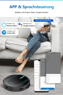 Proscenic 850T WLAN 3-in-1 Saugroboter Mit Wischfunktion Staubsauger Roboter Saug-Wisch-Roboter Wischroboter Kombi-Gerät 3,000Pa 2600mAh Alexa Google Home APP -Philips Haushaltsgeräte Verkaufsgeschäft 875cd4edc10f20832193f996dcfc0304