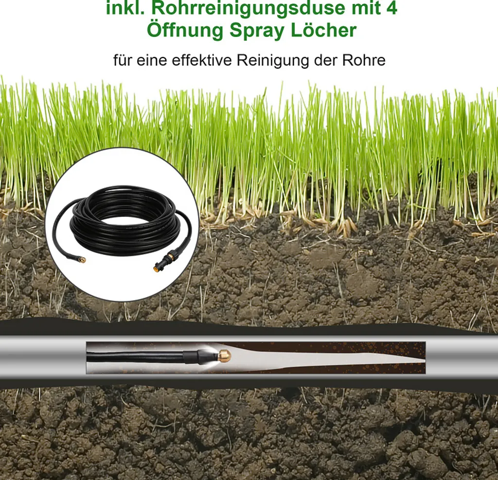 Wolketon 30m Rohrreinigungsschlauch Rohrreiniger Set Für Kärcher Kränzle K2 - K7 Hochdruckreiniger 5 Wolketon 30m Rohrreinigungsschlauch Rohrreiniger Set Für Kärcher Kränzle K2 - K7 Hochdruckreiniger – Bild 5