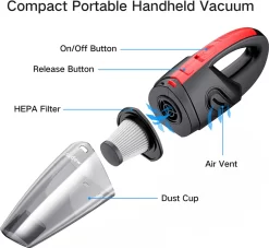 Andeman Staubsauger Kabellos Handstaubsauger Akku Autosauger Nass/Trocken Funktion Für Haus Und Auto 120W, 2200mAh 7200PA -Philips Haushaltsgeräte Verkaufsgeschäft 8fecdaae02b66e372ba80d8cbce20460