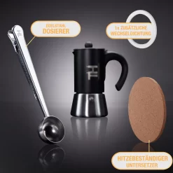 Thiru Espressokocher Induktion L Premium Mokkakanne Aus Edelstahl Inkl. Toolset (Silber, 4 Tassen (200ml)) -Philips Haushaltsgeräte Verkaufsgeschäft 95cb7ba0862f694488489b1da6ef393c