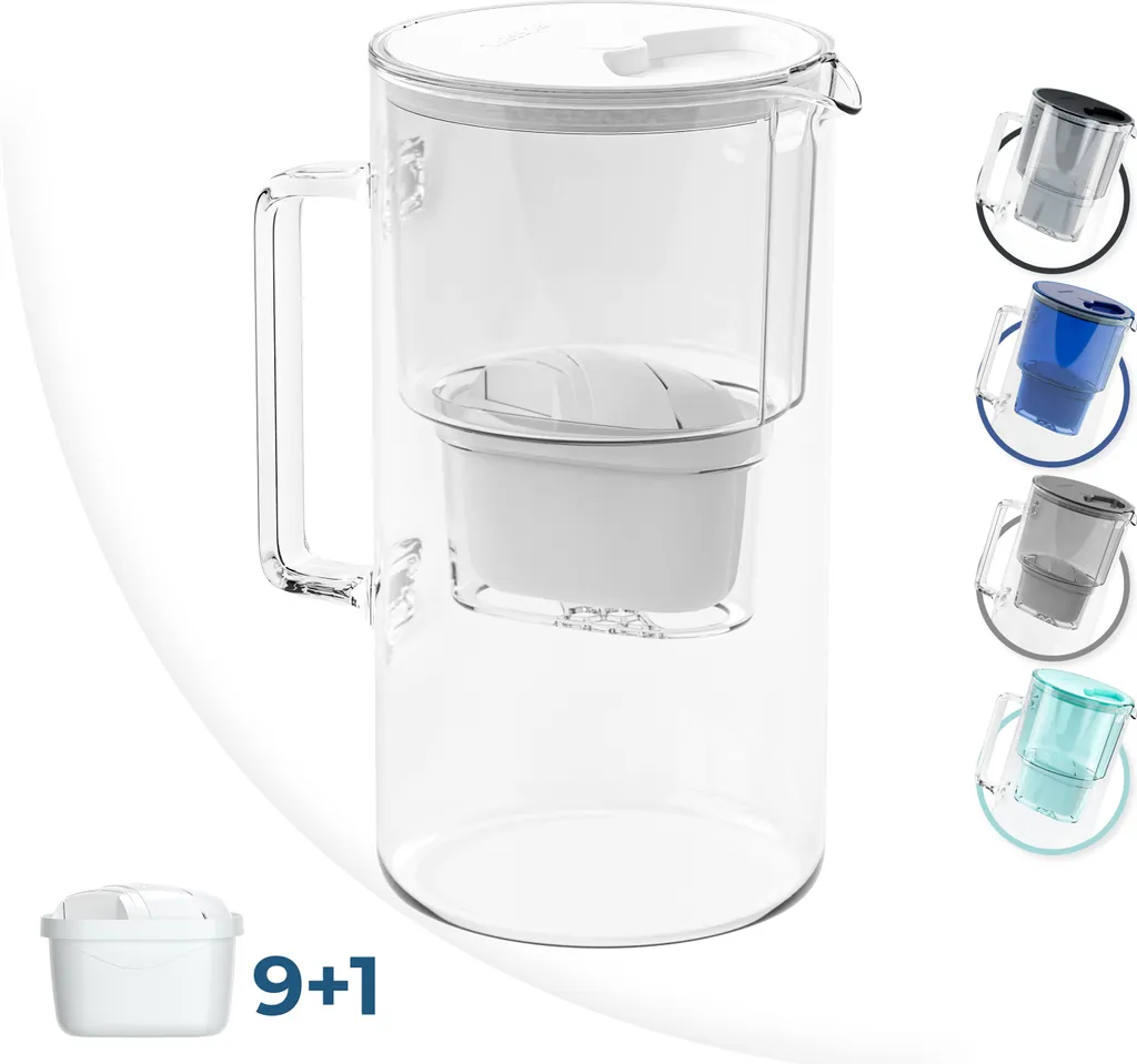 Glas Wasserfilter Wessper 2,5 L Mit 10 Filterkartuschen, Kompatibel Mit Brita Maxtra 1 Glas Wasserfilter Wessper 2,5 L Mit 10 Filterkartuschen, Kompatibel Mit Brita Maxtra