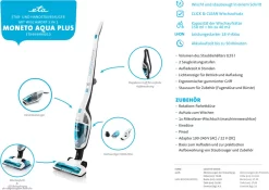 ETA MONETO AQUAPLUS ETA444990010, Stab- Und Handstaubsauger Mit Nasswischen 3 In 1, 18 V Li-Ion Akku, HEPA Filter, Zyklonfiltersystem, LED Kontrollleuchte -Philips Haushaltsgeräte Verkaufsgeschäft a7df2c2af20b25768090b17367676336