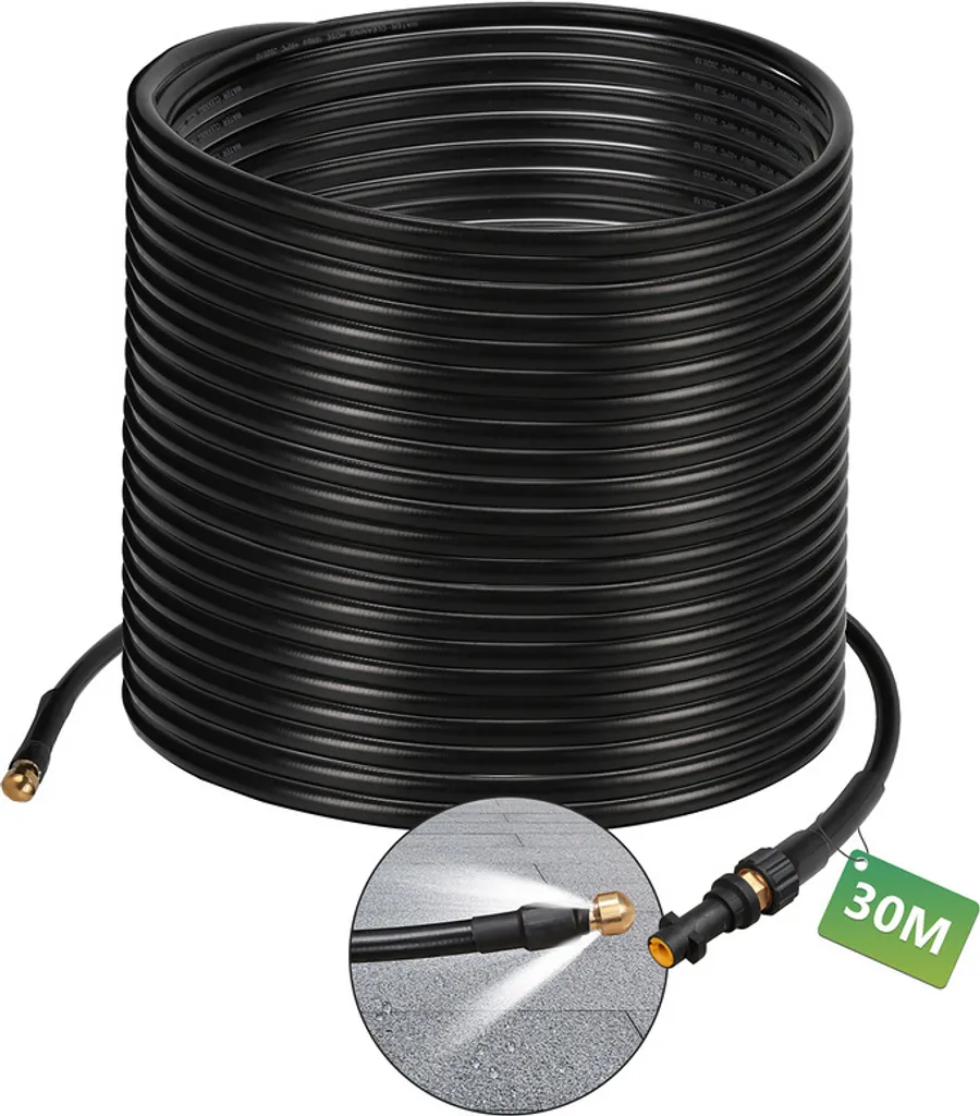 Wolketon 30m Rohrreinigungsschlauch Rohrreiniger Set Für Kärcher Kränzle K2 - K7 Hochdruckreiniger 2 Wolketon 30m Rohrreinigungsschlauch Rohrreiniger Set Für Kärcher Kränzle K2 - K7 Hochdruckreiniger – Bild 2