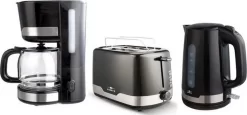 LENTZ Frühstücksset Wasserkocher Kaffeemaschine Toaster Schwarz