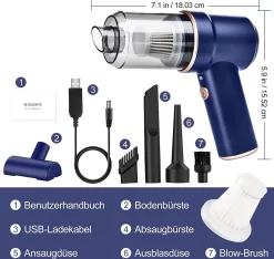 Kabelloser Handstaubsauger Für Auto,Handstaubsauger Akku Stark Mit LED Taschenlampe,Nass Trocken Wiederaufladbar 120W Kabellos Handsauger Für Tastatursauger,PC,Haus,Bürogeräte -Philips Haushaltsgeräte Verkaufsgeschäft bf0fe14d7d35eb83301f44a5d74a733a
