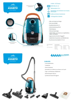 ETA Bodenstaubsauger AVANTO Blau ETA351990010, 700 Watt, Mit Beutel, HEPA Filter Nr. 12, Geeignet Für Haushalt Mit Haustieren 19 ETA Bodenstaubsauger AVANTO Blau ETA351990010, 700 Watt, Mit Beutel, HEPA Filter Nr. 12, Geeignet Für Haushalt Mit Haustieren -Philips Haushaltsgeräte Verkaufsgeschäft c0580915f204c043eca516346fa1a2b9