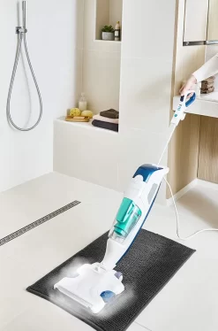 Rowenta Bodendampfreiniger Clean & Steam Revolution RY7757 | 2 In 1 Reingung | Verdampfer Für ätherische Öle | Alle Bodenarten | Anti-Kalk-Kartusche | Weiß/Blau -Philips Haushaltsgeräte Verkaufsgeschäft c20e463e8212c18585b5b2efe64a977f