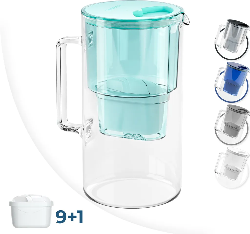 Glas Wasserfilter Wessper Mint Mit 10x Filterkartuschen KANNE & WASSERFILTER 1 Glas Wasserfilter Wessper Mint Mit 10x Filterkartuschen KANNE & WASSERFILTER
