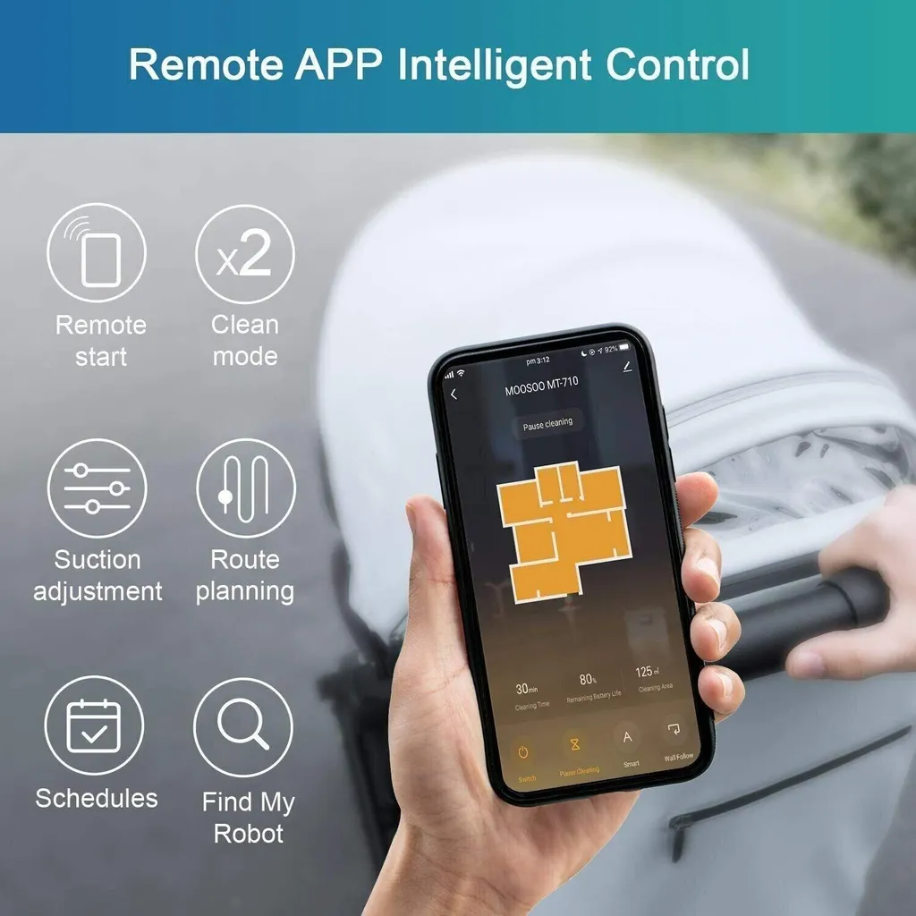MooSoo Roboter-Staubsauger, 2000Pa Superdünner Intelligenter Selbstladender Roboter-Staubsauger Mit Sprachfunktion Alexa & Google Assistent 3 MooSoo Roboter-Staubsauger, 2000Pa Superdünner Intelligenter Selbstladender Roboter-Staubsauger Mit Sprachfunktion Alexa & Google Assistent – Bild 3