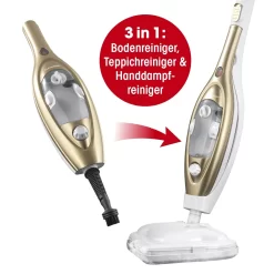 CLEANmaxx Dampfbesen - Mit Knickgelenk - Gold/weiß Dampfreiniger Steam Hygiene Fliesen Küche Bad Reinigung -Philips Haushaltsgeräte Verkaufsgeschäft cddd147f4ecab139632e3c2bb52c483e