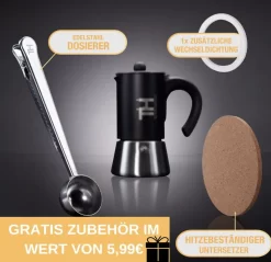 Thiru Espressokocher Induktion L Premium Mokkakanne Aus Edelstahl Inkl. Toolset (Schwarz, 6 Tassen (300ml)) -Philips Haushaltsgeräte Verkaufsgeschäft d38b52ffa7abc94387ecfe6523d76267