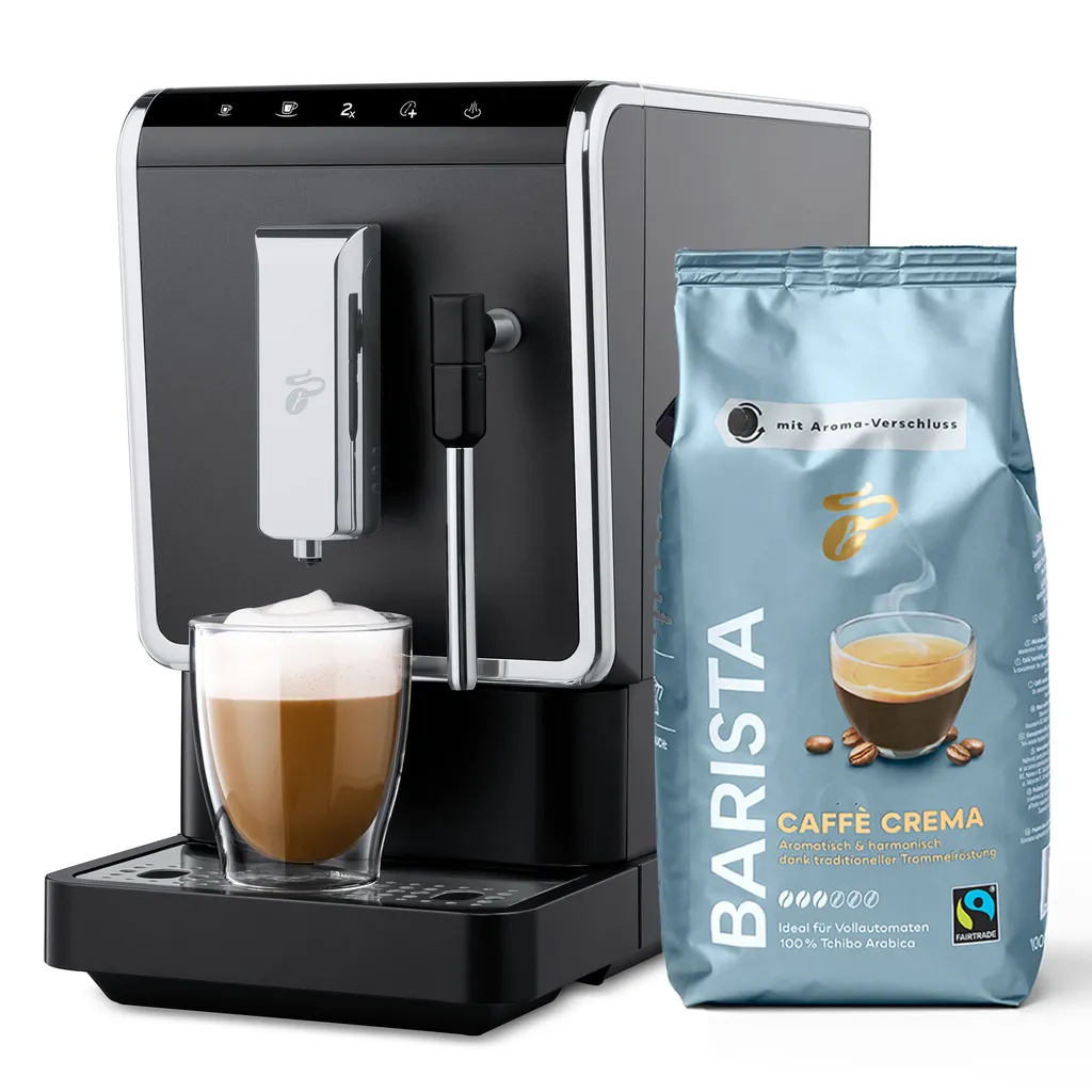 Tchibo Kaffeevollautomat Esperto Latte Inkl. 1kg Barista Caffè Crema Für Caffè Crema Und Espresso, Anthrazit 1 Tchibo Kaffeevollautomat Esperto Latte Inkl. 1kg Barista Caffè Crema Für Caffè Crema Und Espresso, Anthrazit