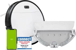 MEDION Saugroboter Mit Wischfunktion Und Intelligenter Navigation S30 SW (2.800 Pa, Alexa App Steuerung, Saugen Wischen Parallel, Regulierbare Wasserabgabe, Tierhaar Allergiker Optimiert)