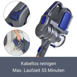 Juskys 2in1 Handstaubsauger & Akku Staubsauger - Beutellos & Kabellos – Bis 55 Min Laufzeit - Lithium-Ionen Akku, Wandhalterung & Ladestation – Blau -Philips Haushaltsgeräte Verkaufsgeschäft dea07cc0d9fc8f765cda7c19df506c82