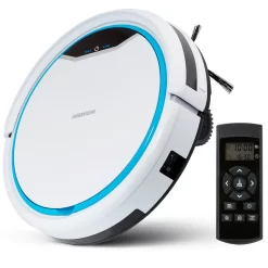 MEDION Roboterstaubsauger Mit Ladestation MD19900 (intelligente Navigation, Roboterstaubsauger Für Hartböden Fliesen Laminat, Optimierte Tierhaare, Fernbedienung, Bis Zu 90 Minuten, Automatische Rückkehr Zur Station)