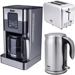 Fakir Frühstück-Set Bestehend Aus Aroma Grande Kaffeemaschine, Adell Wasserkocher, Calypso Toaster, Edelstahl
