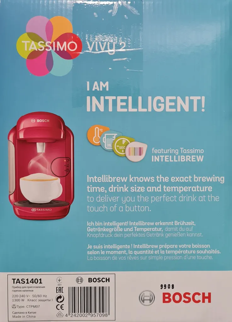 Bosch Tassimo Vivy2 Kapselmaschine TAS1401, Kompaktes Design, Vollautomatisch, Geeignet Für Alle Tassen - Pink 11 Bosch Tassimo Vivy2 Kapselmaschine TAS1401, Kompaktes Design, Vollautomatisch, Geeignet Für Alle Tassen - Pink – Bild 11