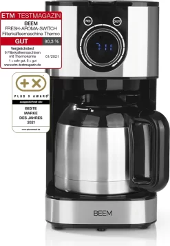 BEEM FRESH-AROMA-SWITCH Filterkaffeemaschine - Thermo Edelstahl 1 L Thermoskanne Bedienrad 24h-Timer 800 W Für 4-8 Tassen Kaffeemaschine Timer -Philips Haushaltsgeräte Verkaufsgeschäft e8f5ed38f21a1145dd5ffb5db57759d6
