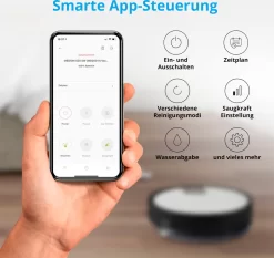 MEDION Saugroboter Mit Wischfunktion Und Zyklon Technologie S20 SW (Alexa App Steuerung, Modell 2021, Extra Flach, Regulierbare Wasserabgabe, Ladestation, Tierhaar Allergiker Optimiert) -Philips Haushaltsgeräte Verkaufsgeschäft e964c4a41e7f1a008f7048221db4c08f