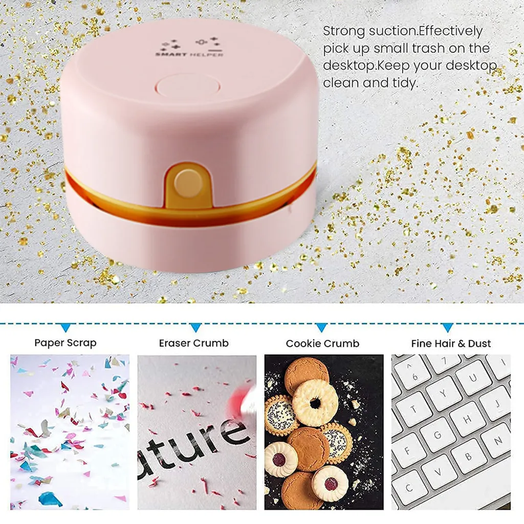 Desktop-Staubsauger USB Aufladbar Einstellbare Saugkraft Mini Tisch Staubsammler Für Tastatur Home Office ,Pink 8 Desktop-Staubsauger USB Aufladbar Einstellbare Saugkraft Mini Tisch Staubsammler Für Tastatur Home Office ,Pink – Bild 8