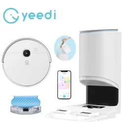 Yeedi Vac Hybrid Saugroboter Mit Absaugstation, 2500Pa Saugstärke Mit Wischfunktion, Teppicherkennung, Raumkarte, Sperrzone, 7,7 Cm Ultradünn