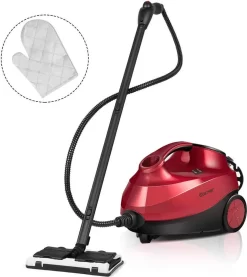 COSTWAY Dampfreiniger Mit 19 Zubehoerteilen, Bodendampfreiniger Fuer Teppiche, Fussboeden, Fenster Und Autos / 2000W / 4 Bar / 1,5L Tank/bis 108℃ / LED/Dampfzeit Bis 45 Min.