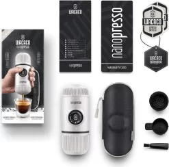 WACACO Nanopresso Tragbare Espressomaschine, Mit Nanopresso-Etui, Upgrade-Version Von Minipresso, Reisekaffeemaschine, Kaffee-To-Go, Manuell Betrieben, Weiß, Nachhaltig -Philips Haushaltsgeräte Verkaufsgeschäft f71d7ea87404288253699e43b207f313