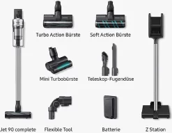 Samsung VS20R9046S3/EV/EN/TR/EF Beutelloser Akku-Handstaubsauger, 550 Watt, Cyclon-Filter, HEPA-Filter, Tierhaarbürste, Turbobürste -Philips Haushaltsgeräte Verkaufsgeschäft fa34e216d95c103d044d409dd1dcdcf6